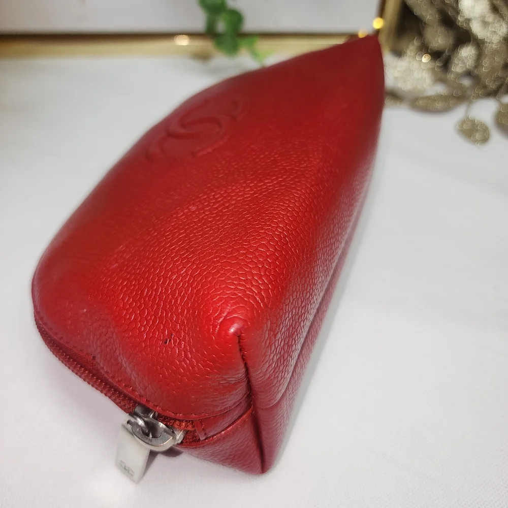 Authentic Chanel Timeless CC Caviar Leather Pouch